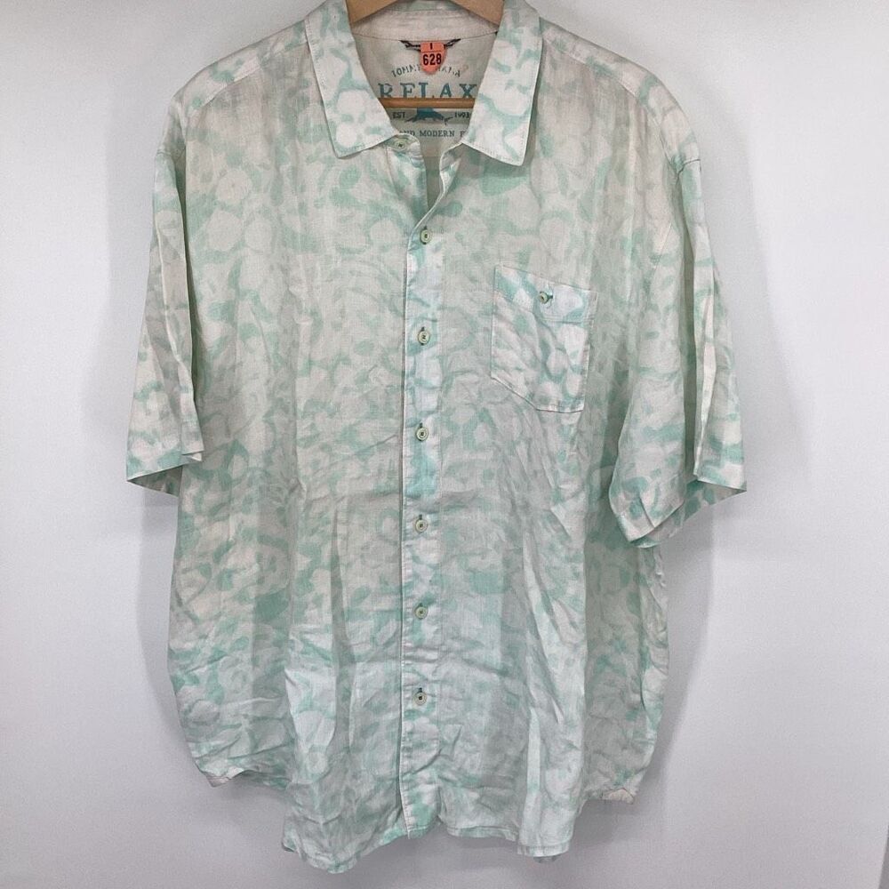 Men's Tommy Bahama Relax 100% Linen marled short sleeved Camp Shirt 2XL